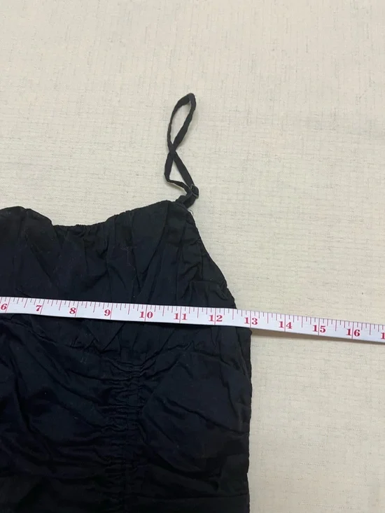 Urban Outfitters M black cotton ruched cropped tank top - Picture 4 of 11